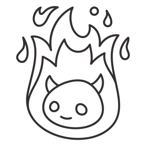Fire demon halloween simple cute character fire demon cute characters modern art tattoos