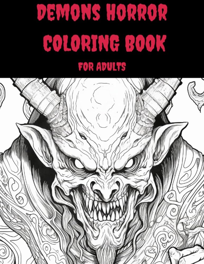 Demons horror coloring book for adults spine