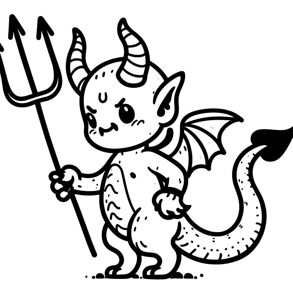 A cute demon coloring page