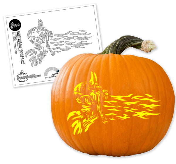Devilish demon pumpkin carving stencil