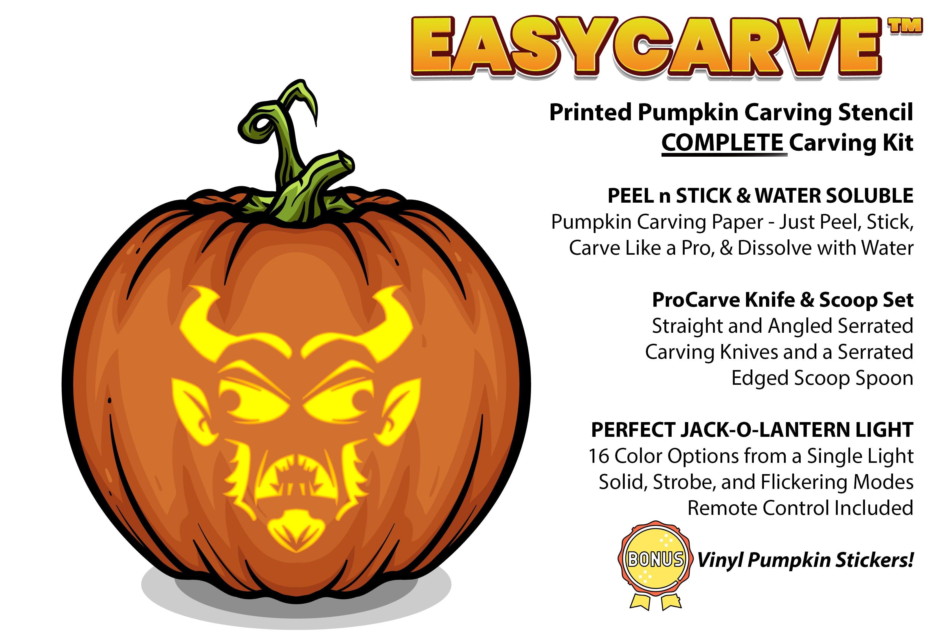 Devilish demon pumpkin carving stencil