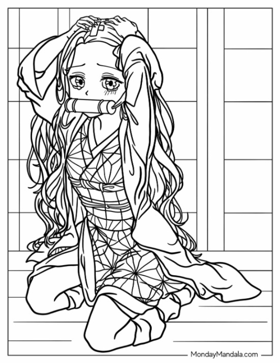 Demon slayer coloring pages free pdf printables