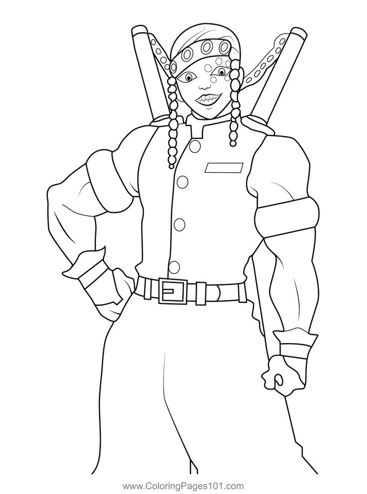 Tengen uzui demon slayer coloring page coloring pages coloring pages for kids printable coloring pages
