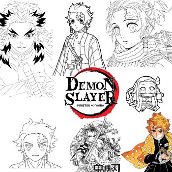 Demon slayer coloring pages pictures printable for kids by linalister