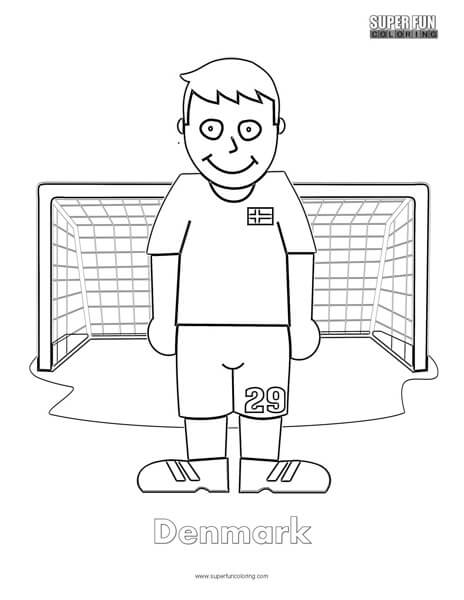 Denmark cartoon football coloring