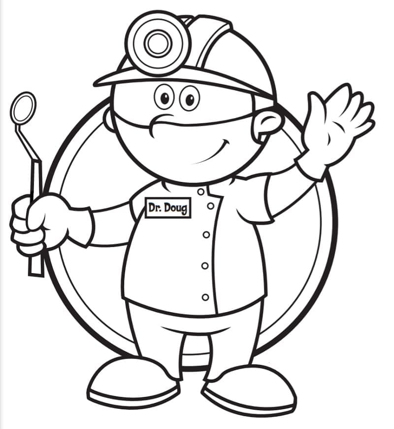 Friendly dentist coloring page