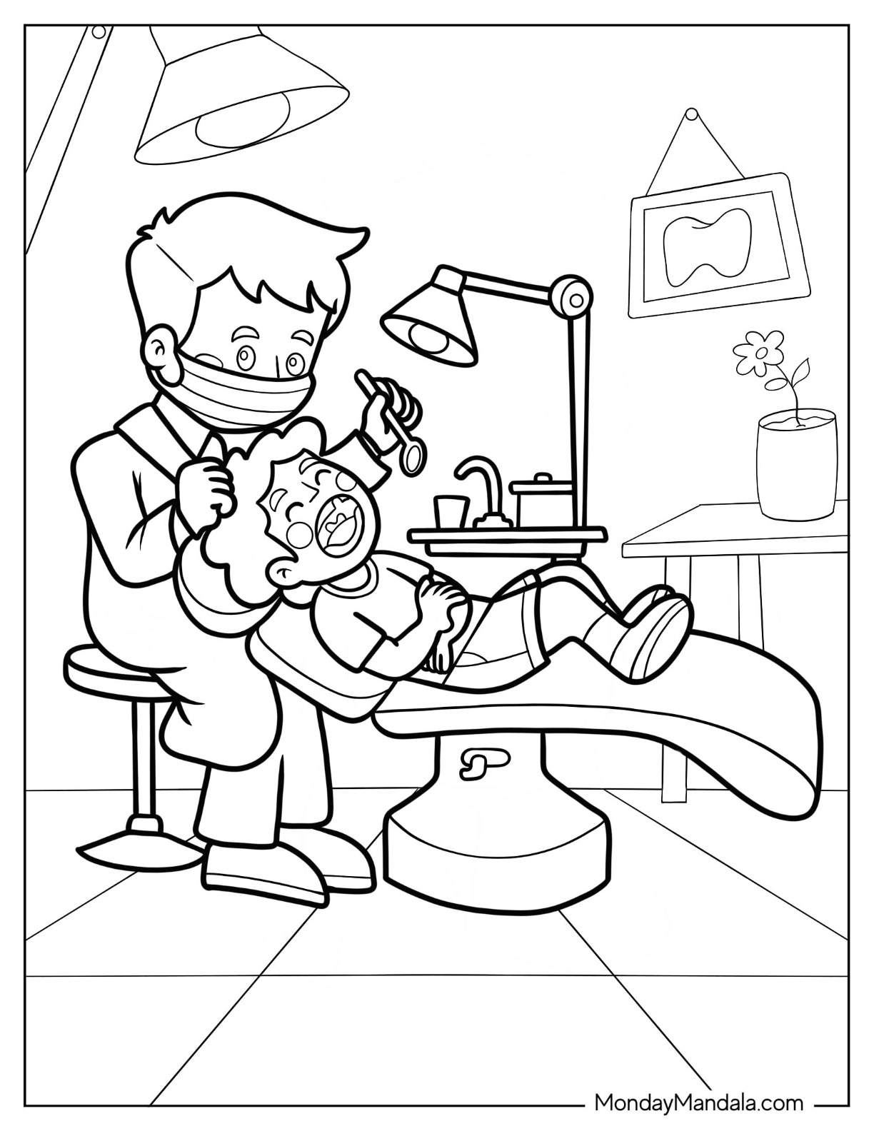 Dentist coloring pages free pdf printables