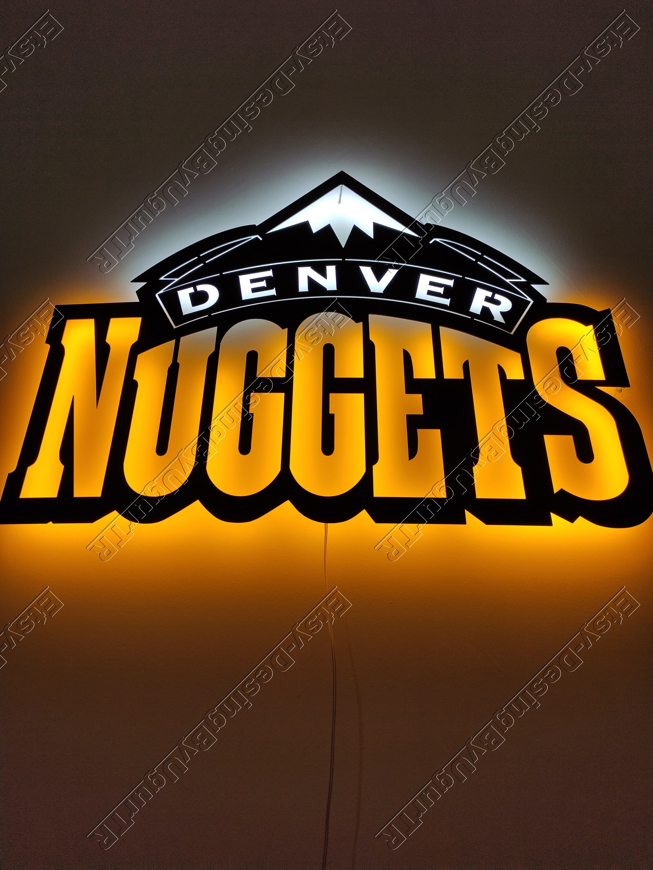 Denver nuggets basketbol nba sportwall art signled sign handmade custom design metal stell nba led