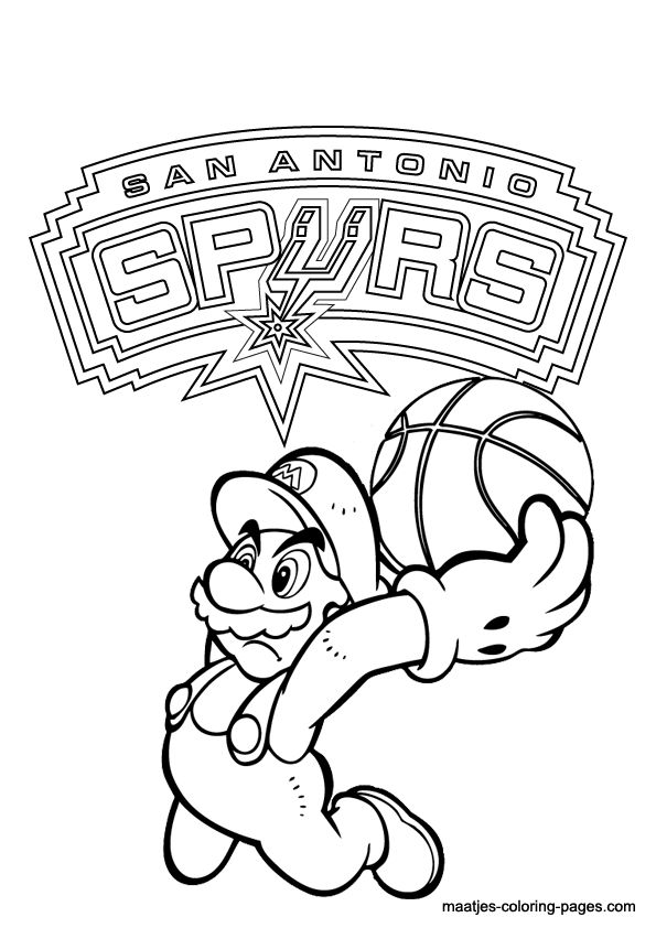 San antonio spurs and super mario nba coloring pages coloring pages spurs san antonio spurs