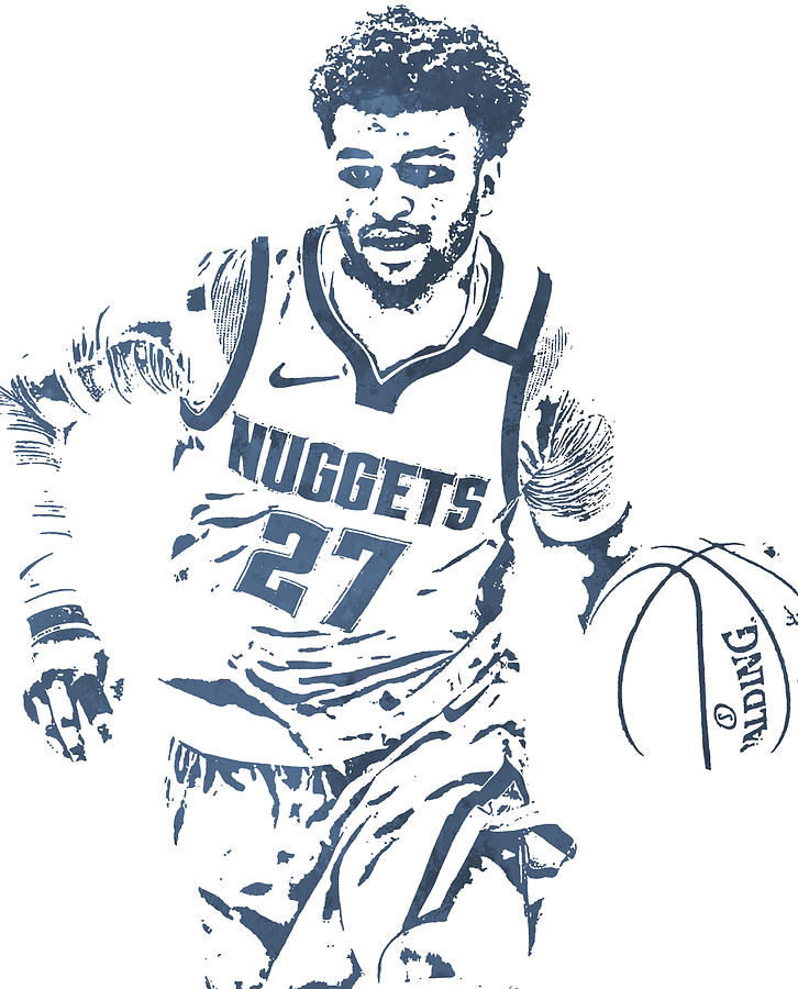 Jamal murray denver nuggets watercolor strokes pixel art mixed media by joe hamilton