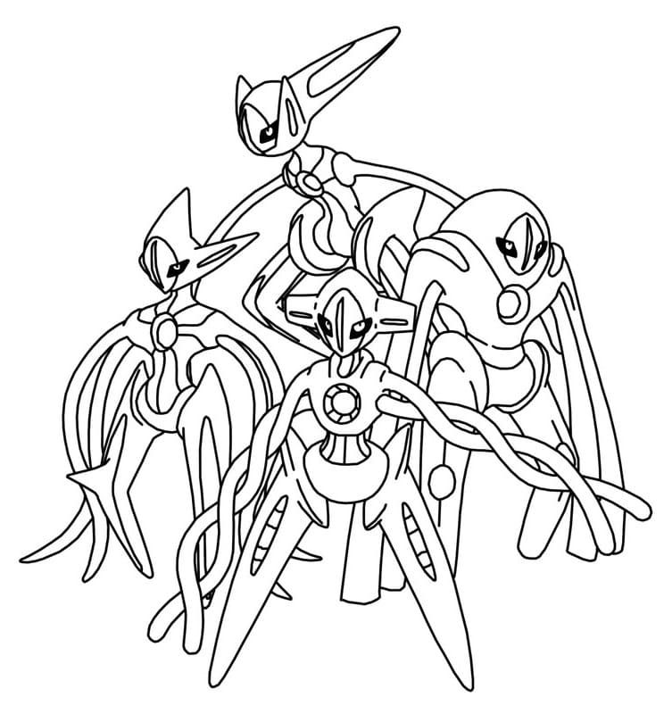 Deoxys all forms coloring page