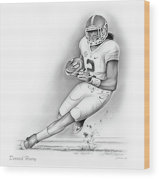 Derrick henry wood print by greg joens