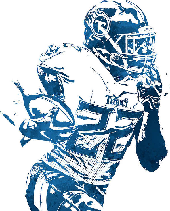 Derrick henry tennessee titans watercolor strokes pixel art art print by joe hamilton