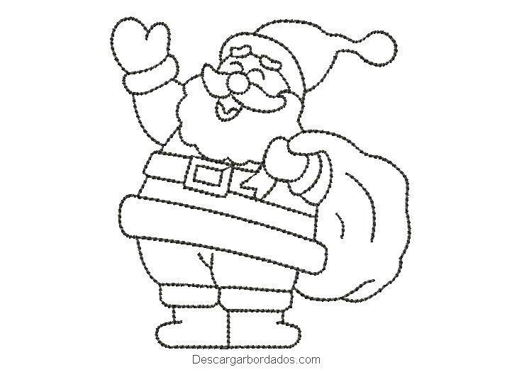Bordado de papã noel delineado para maquina