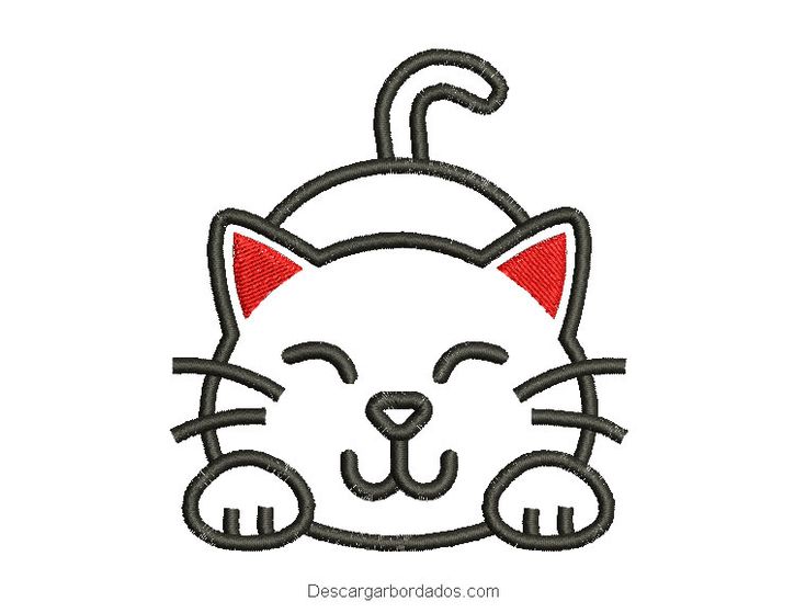 Diseão bordado de gato infantil para bordar