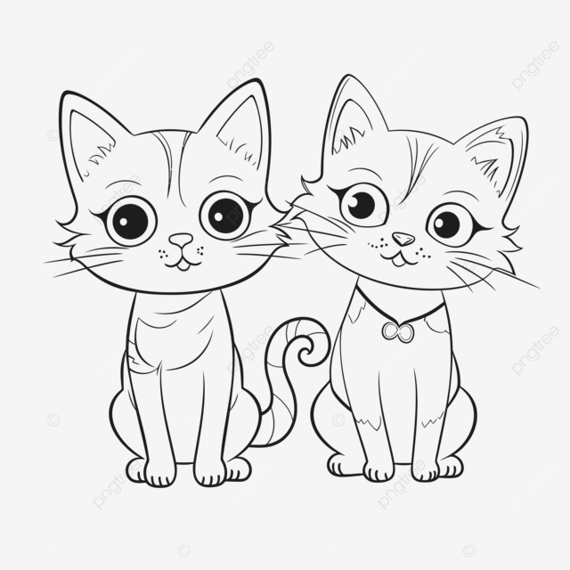 Desenho de dois gatos fofos pãginas para colorir esboão vetor png desenho de gato desenho de asa desenho de anel imagem png e vetor para download gratuito