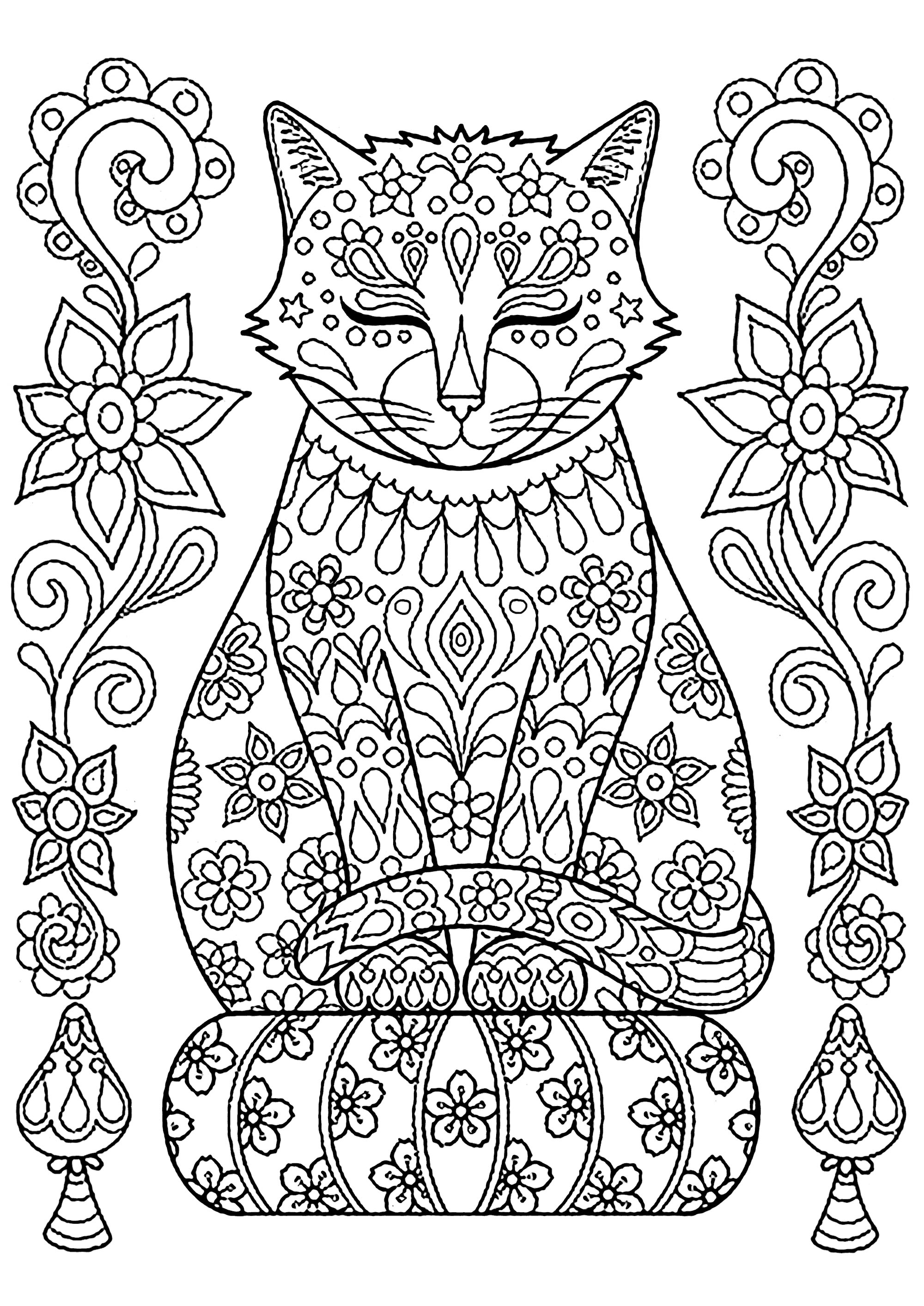 Desenhos para colorir gratuitos de gatos para crianãas