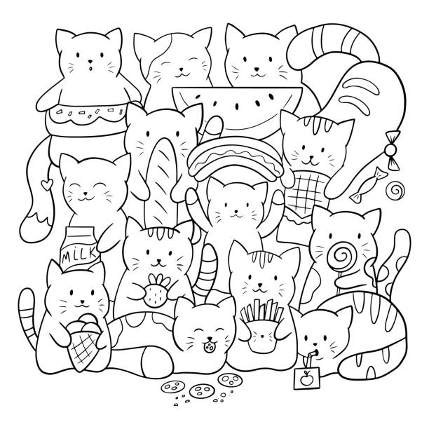 Desenhos para colorir gratuitos de gatos para crianãas