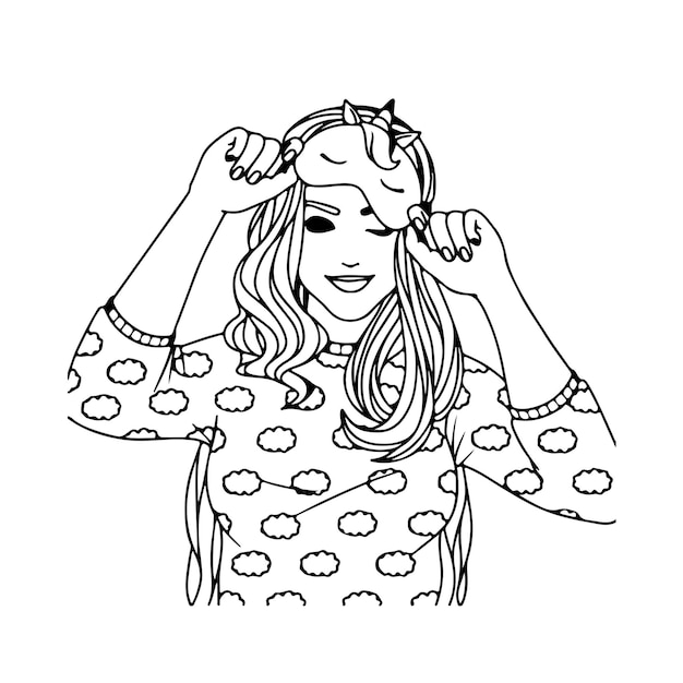 Pãginas para colorir de adolescente para adolescentes ilustraãão de arte vetorial vetor premium