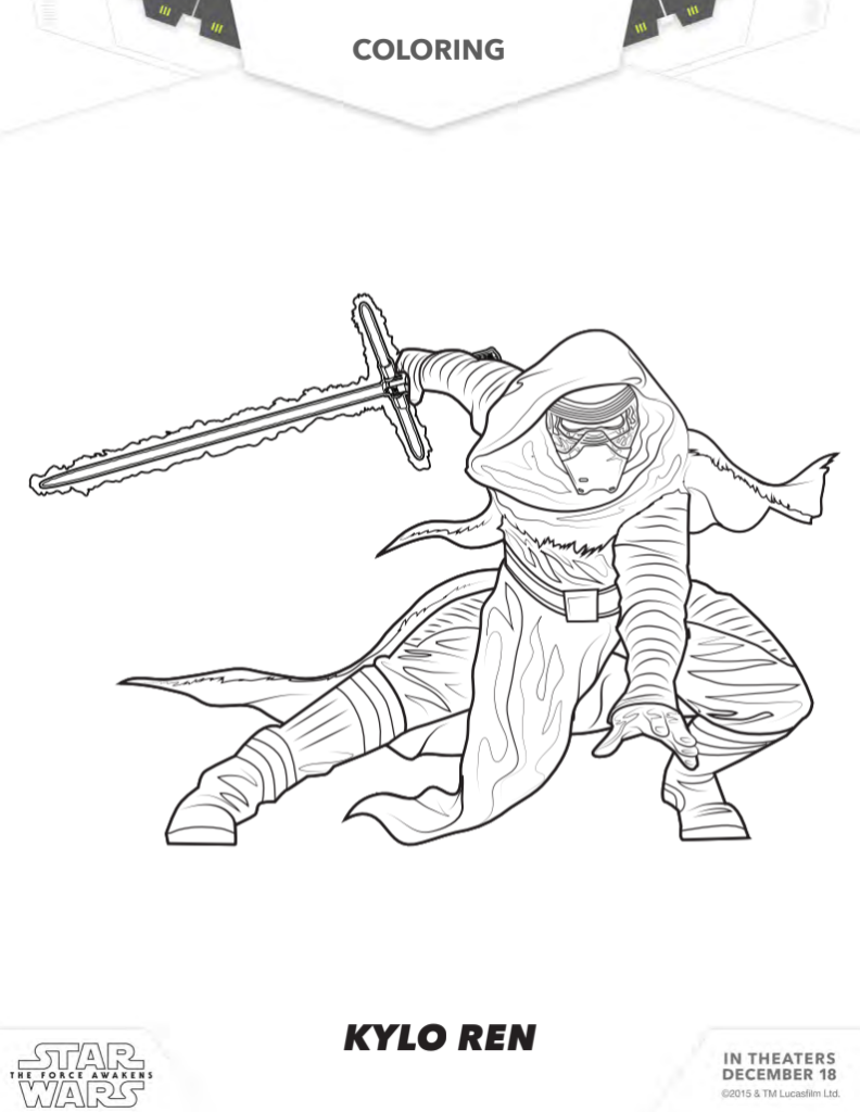 Star wars the force awakens coloring pages and activities