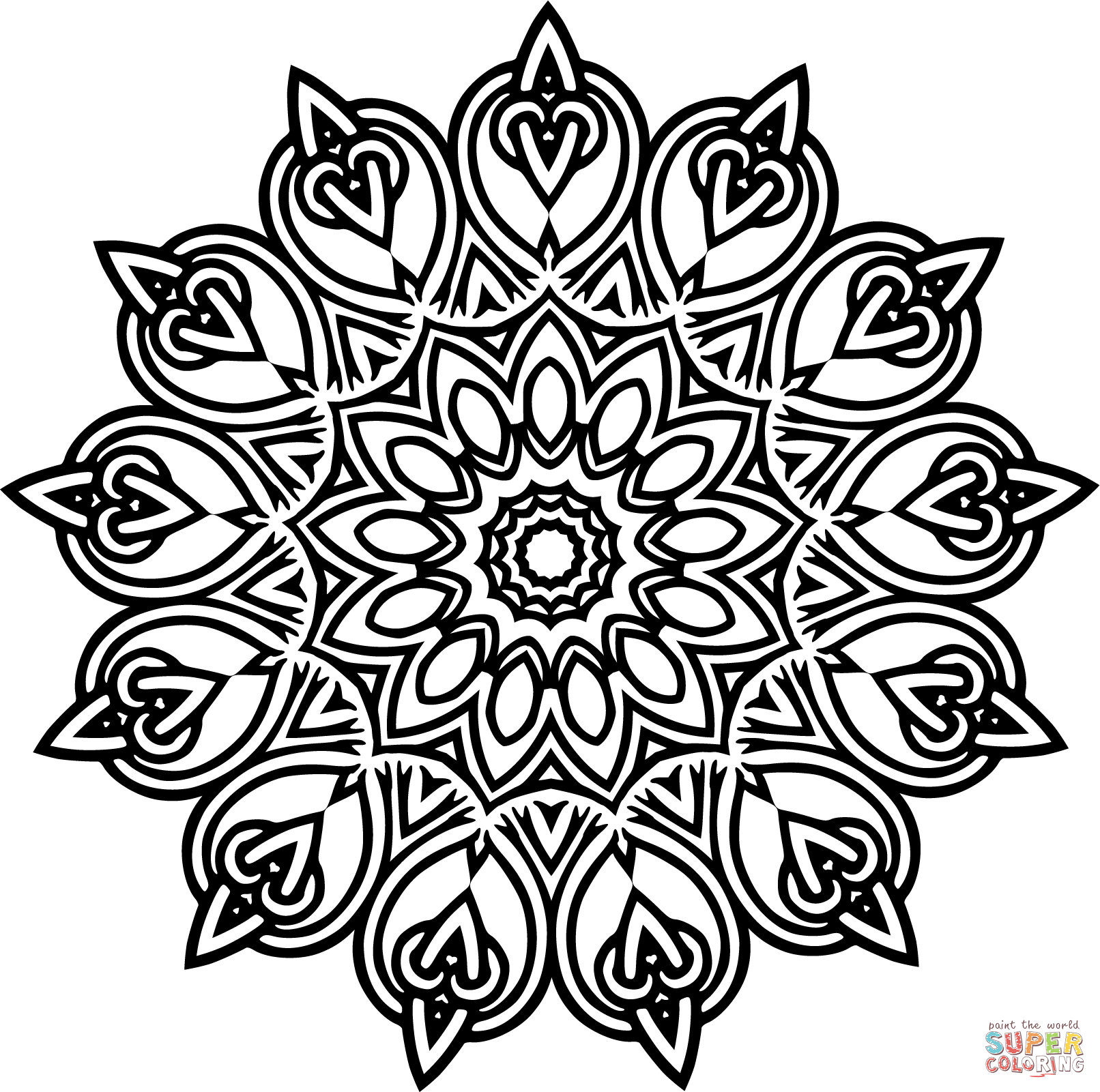 Interlocking geometric design coloring page free printable coloring pages