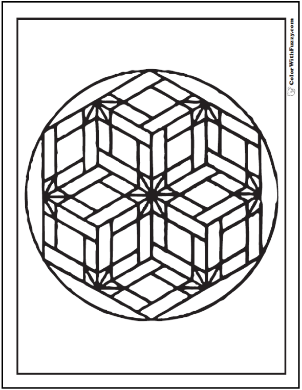 Geometric design coloring pages flower basket pattern