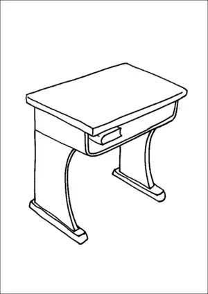 School desk coloring page
