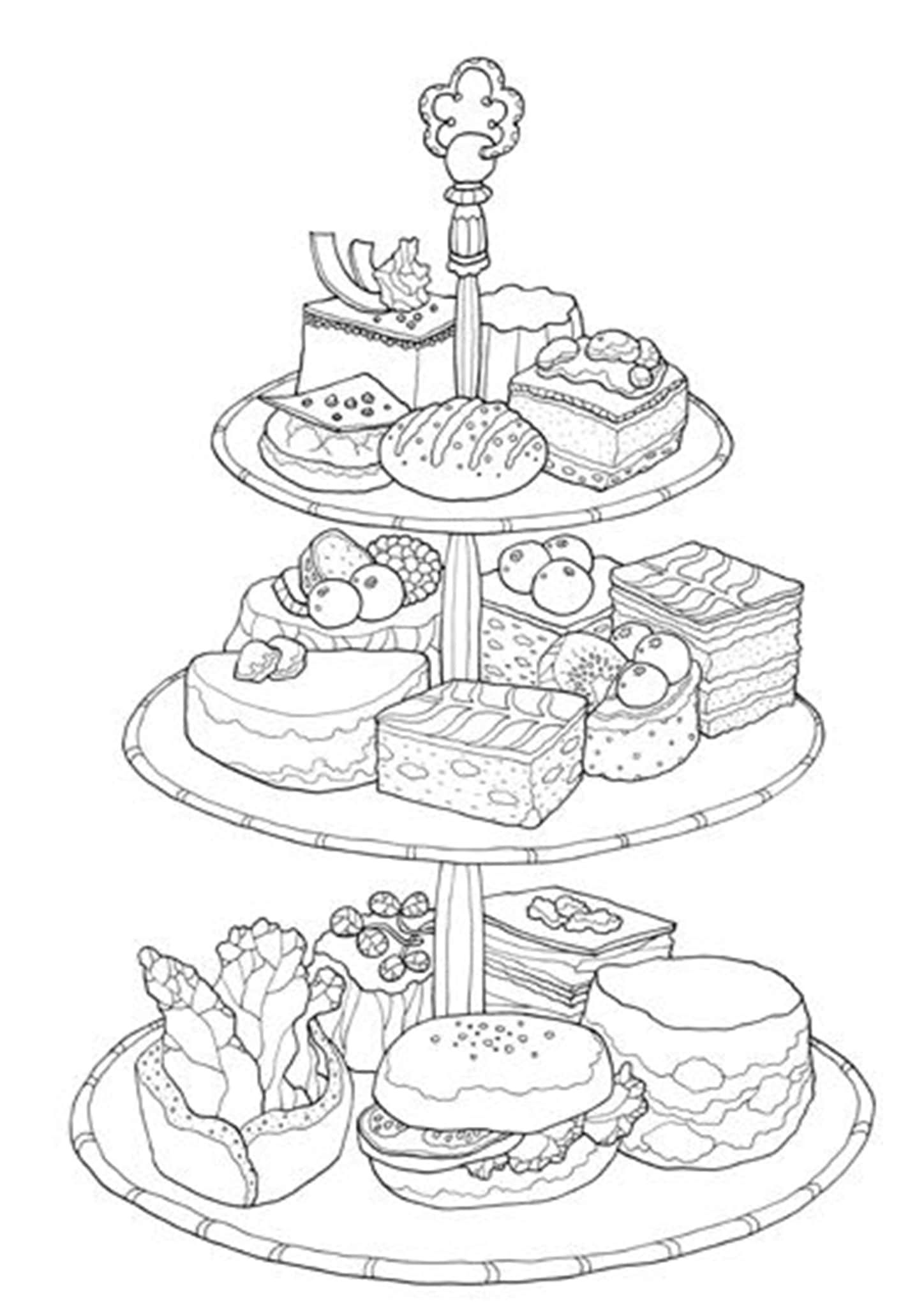 Free easy to print cake coloring pages coloring books food coloring pages cute coloring pages
