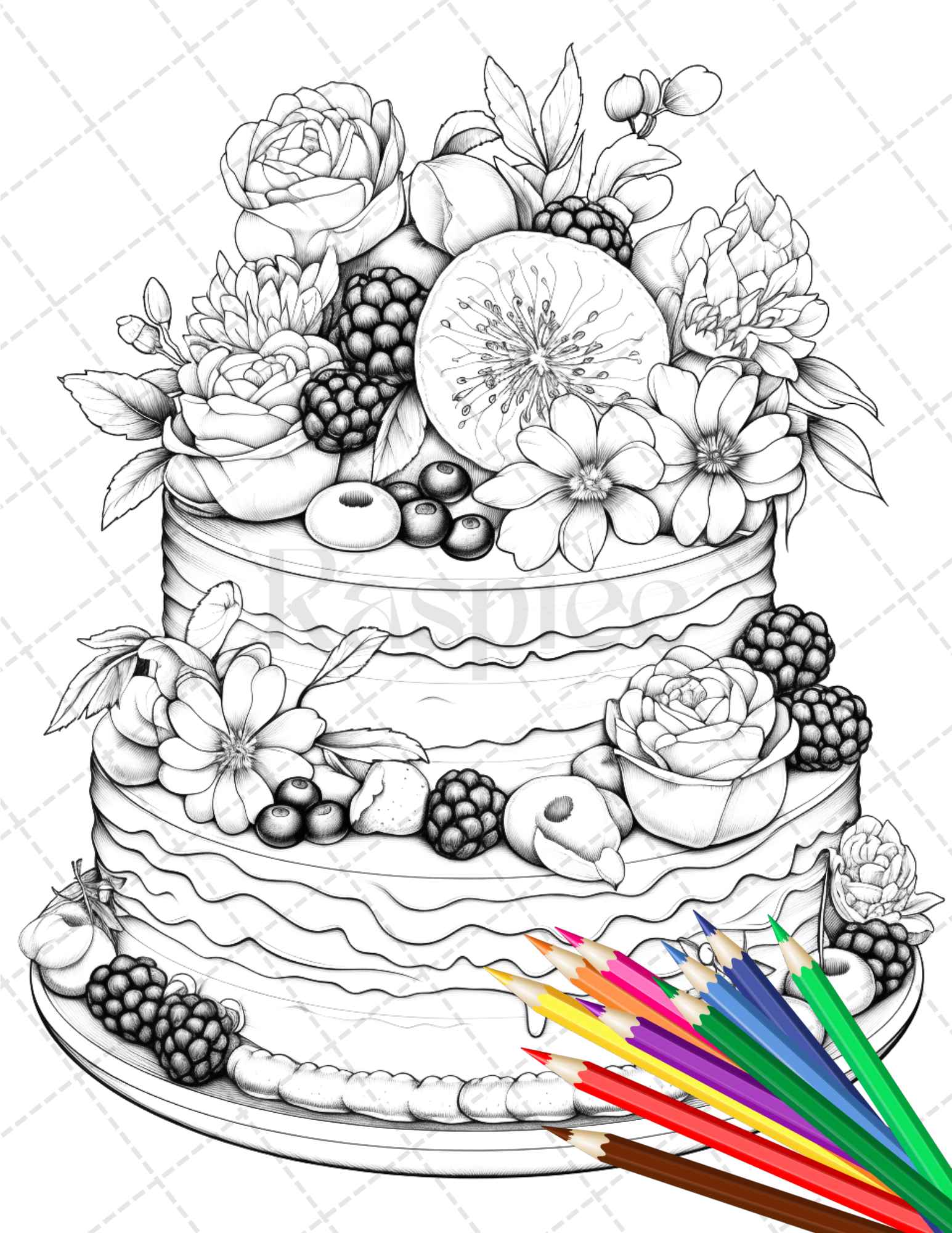 Sweet desserts coloring pages printable for adults grayscale color â coloring