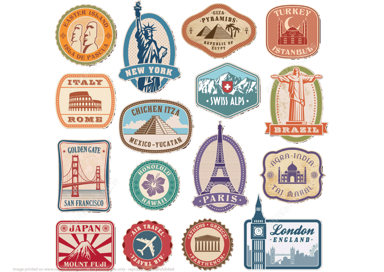 Printable vintage travel stickers free printable papercraft templates