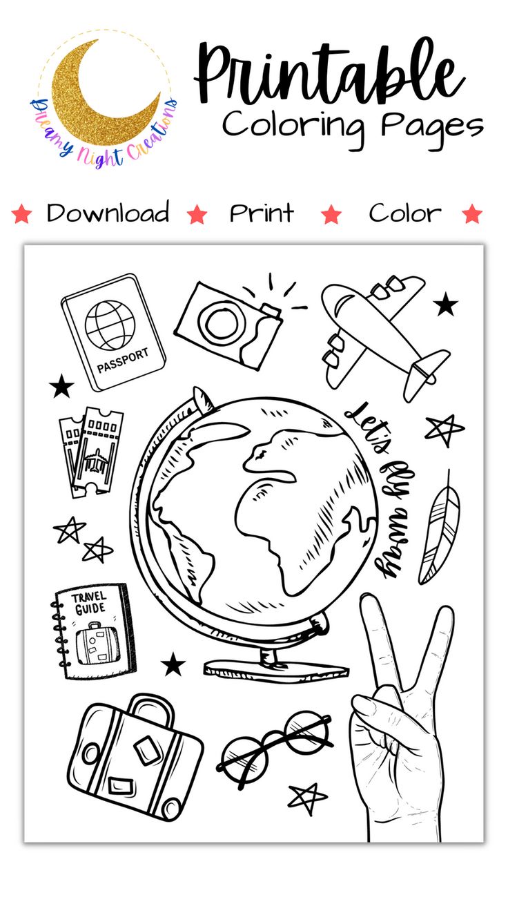 Printable travel coloring page vacation coloring page for kids and adults download now