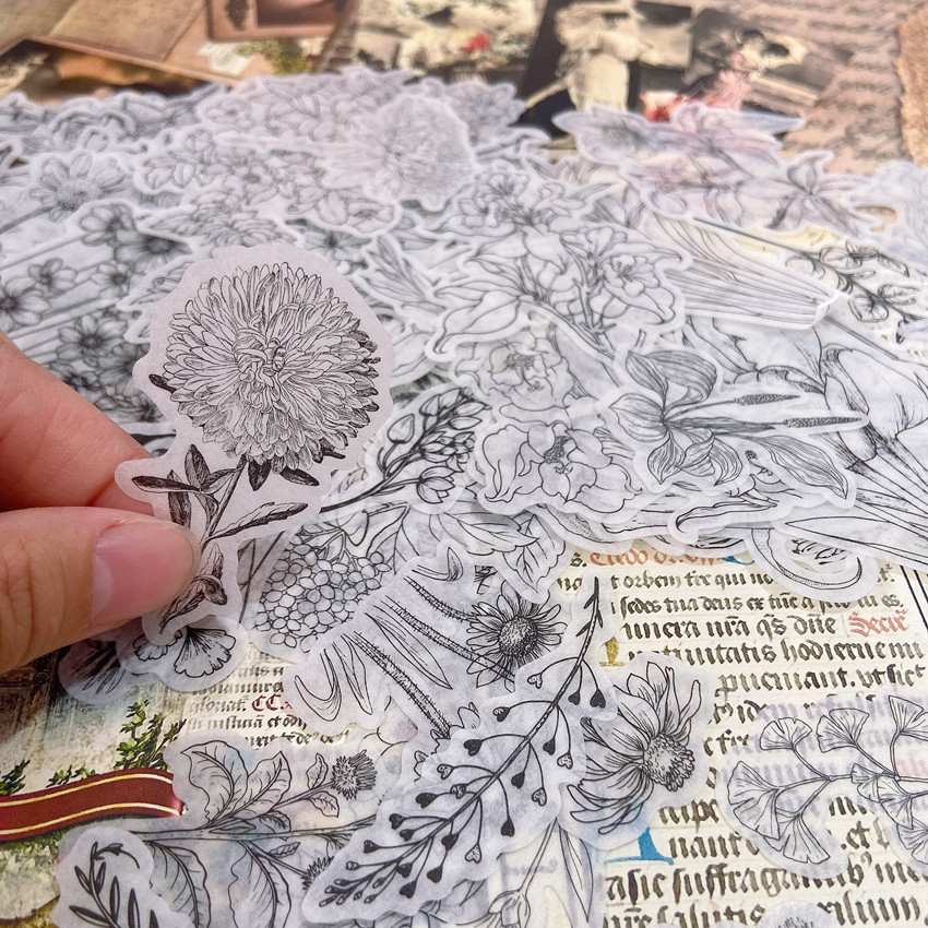 Pcs travel stickers vintage retro plants flowers washi paper stationery stickers decorations scrapbooking diary albums