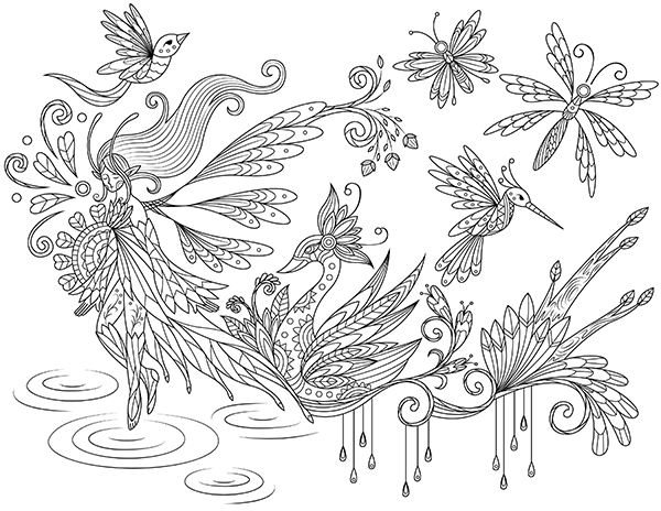 Printable fairy adult coloring page
