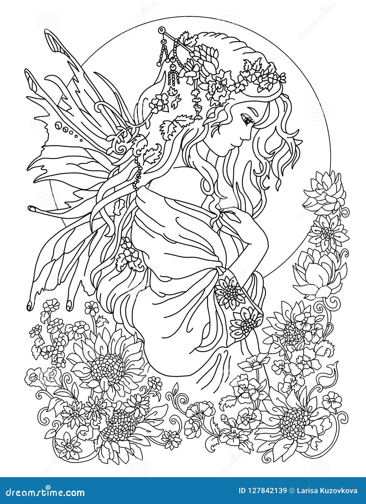Coloring page the fairy stock illustration illustration of beautiful
