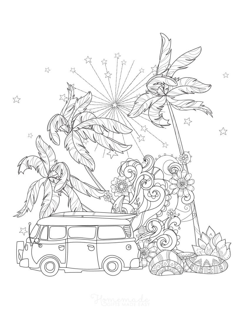 Printable summer coloring pages for adults kids