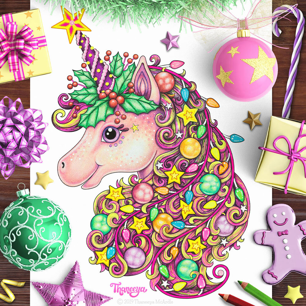 Unicorn coloring page tutorial