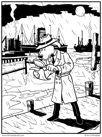 Detective dog coloring page â tims printables