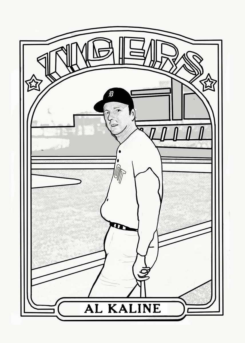 Detroit tigers on x we took our favorite al kaline baseball card and made a coloring page for you ð show us your take on it httpstcojwooibprc x