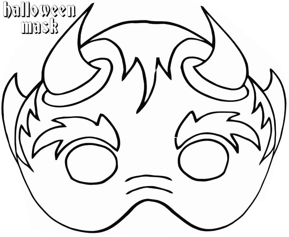 Devil halloween mask coloring page