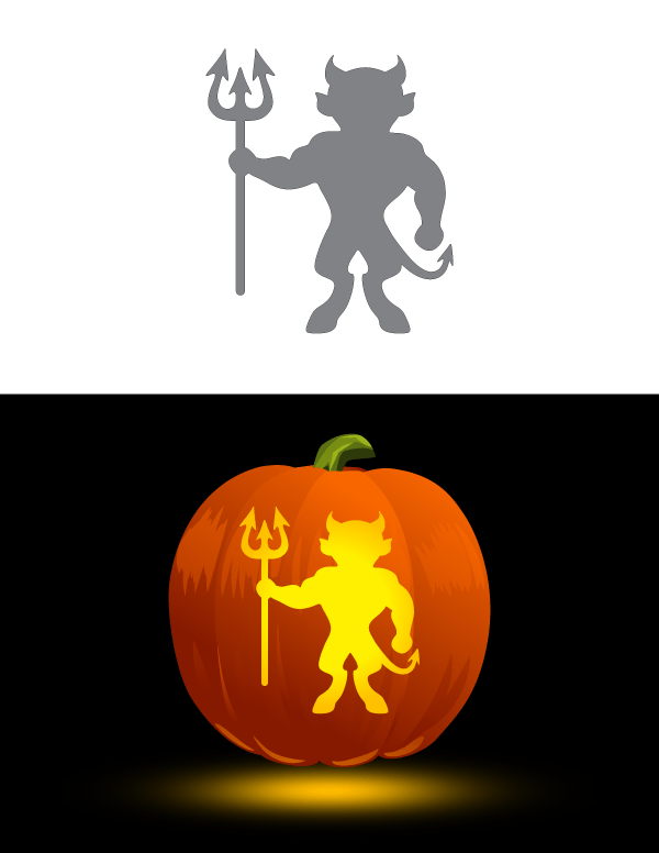 Printable simple devil pumpkin stencil