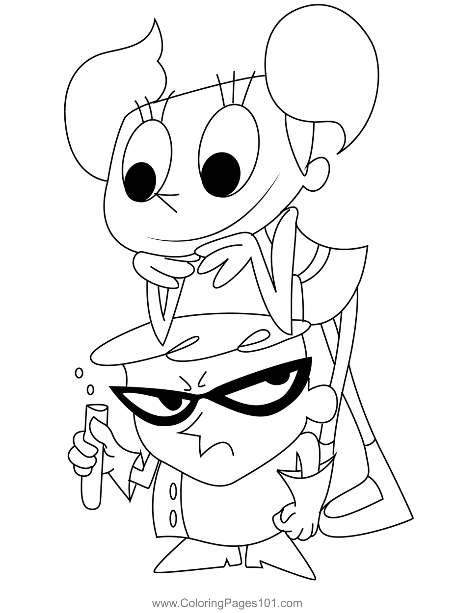 Dexter and dee dee coloring page for kids