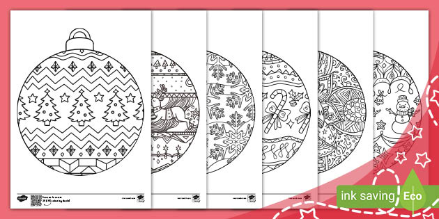 Christmas baubles to colour