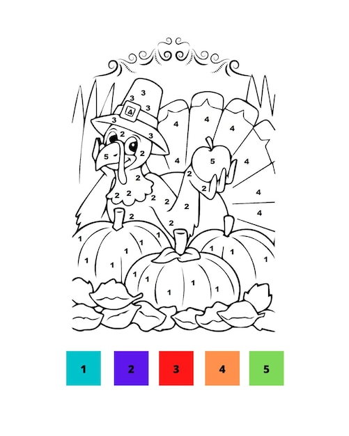 Premium vector thanksgiving coloring pages color by number thanksgiving