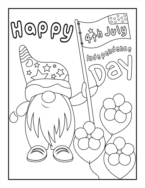 Premium vector th of july independence day coloring page for kids and adults