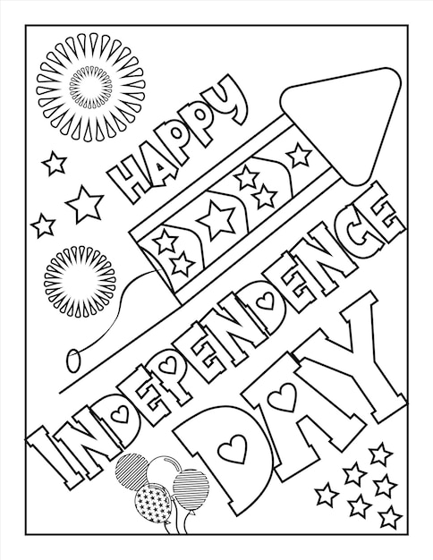 Premium vector th of july american independence day coloring page for kids and adults