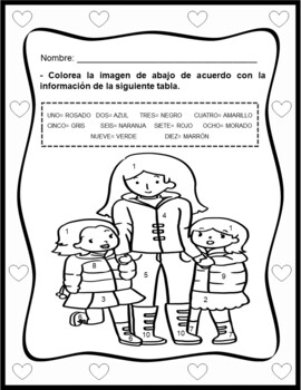 Dãa de las madres spanish mothers day color by number and coloring pages