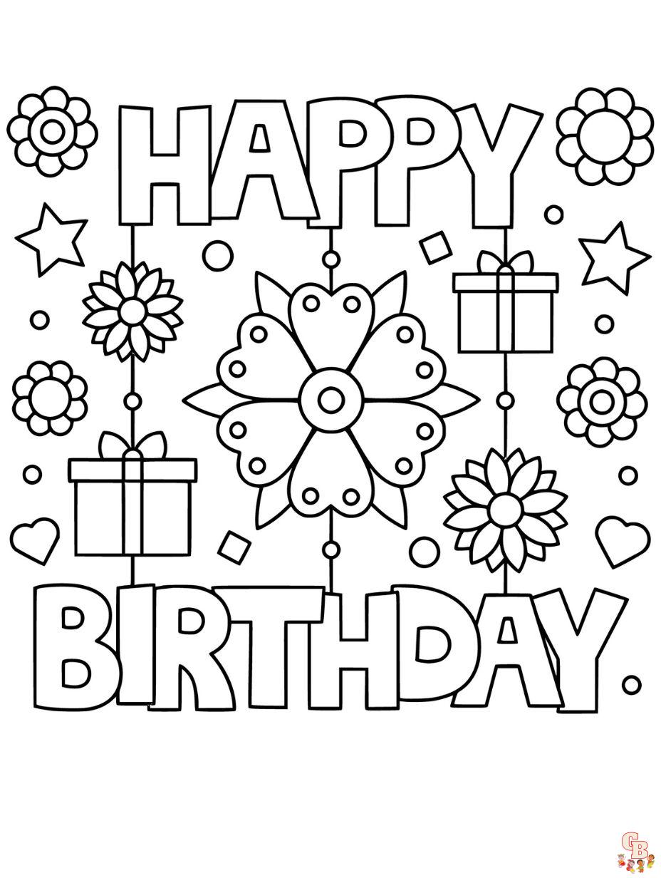 Dibujos de feliz cumpleaãos para colorear hojas para imprimir gratis para niãos
