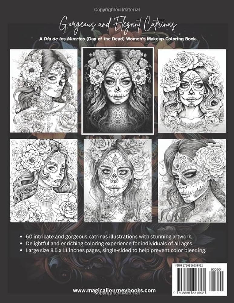 Gorgeous and elegant catrinas a dia de los muertos day of the dead womens makeup coloring book davis lucas j libros