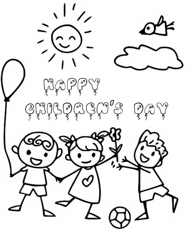 Coloring page childrens day happy childrens day