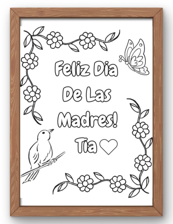 Feliz dia de las madres tia auntie mothers day printable kids coloring printable page printable coloring in spanish